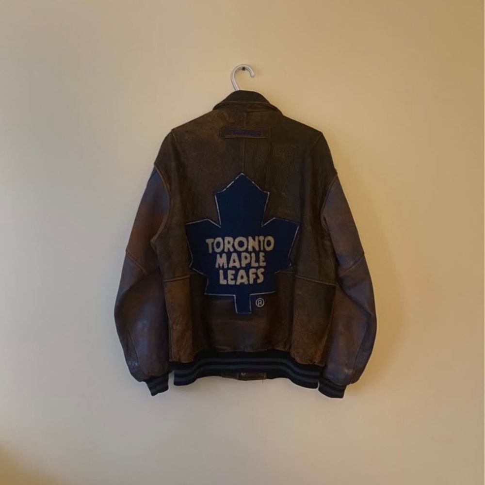 Vintage patina leather Starter NHL Varsity Jacket - Picture 5 of 9